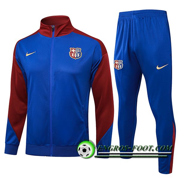 Ensemble Survetement de Foot Veste Foot FC Barcelone Bleu/Rouge 2024/2025 -02