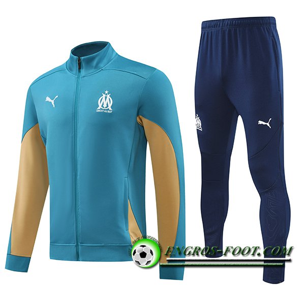 Ensemble Survetement de Foot Veste Foot Marseille Bleu/Brun 2024/2025