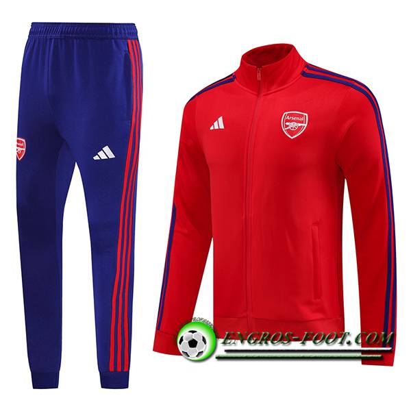 Ensemble Survetement de Foot Veste Foot Arsenal Rouge/Bleu 2024/2025