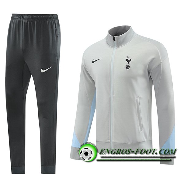 Ensemble Survetement de Foot Veste Foot Tottenham Hotspur Gris/Bleu 2024/2025 -02