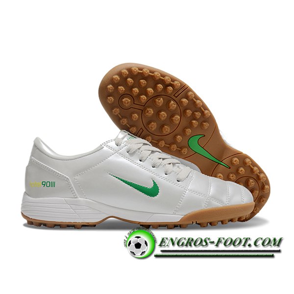 Nike Chaussures de Foot T90 TF Blanc/Vert