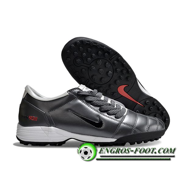 Nike Chaussures de Foot T90 TF Gris/Noir -04