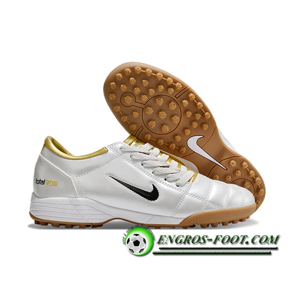 Nike Chaussures de Foot T90 TF Blanc/Jaune