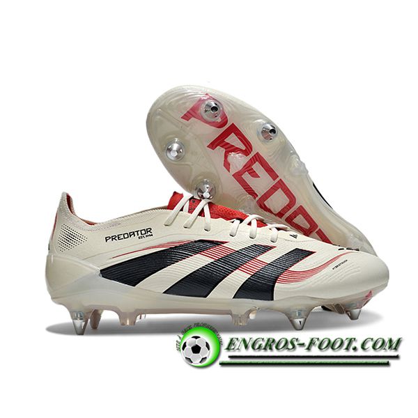 Adidas Chaussures de Foot 25 Predator Elite SG Blanc/Noir/Rouge