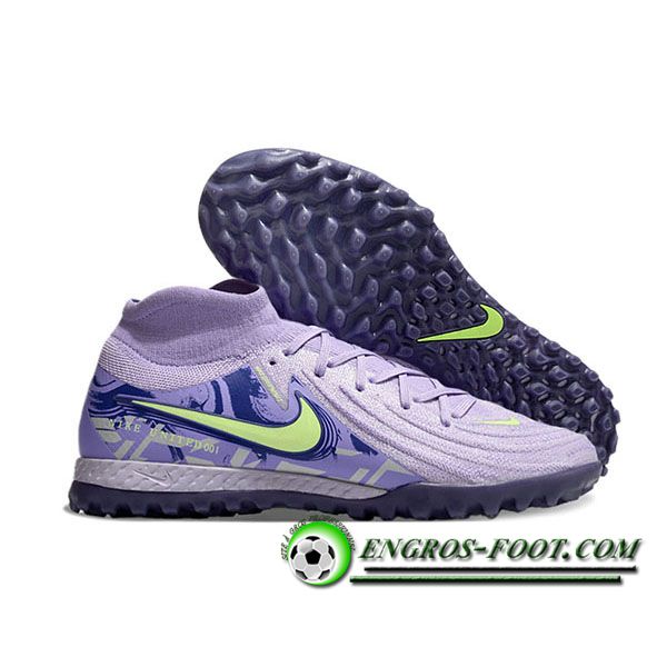 Nike Chaussures de Foot Phantom Luna Elite NU TF Pourpre/Vert -02