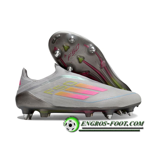 Adidas Chaussures de Foot F50 Elite Laceless SG Gris/Rose