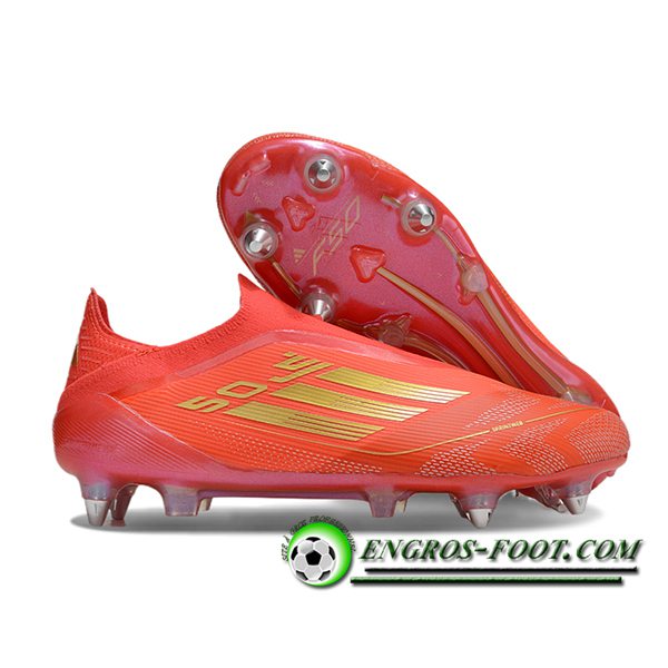 Adidas Chaussures de Foot F50 Elite Laceless SG Orange/Rose/Jaune