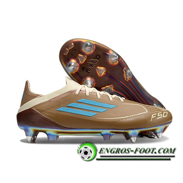 Adidas Chaussures de Foot F50 Elite SG Brun/Bleu -02