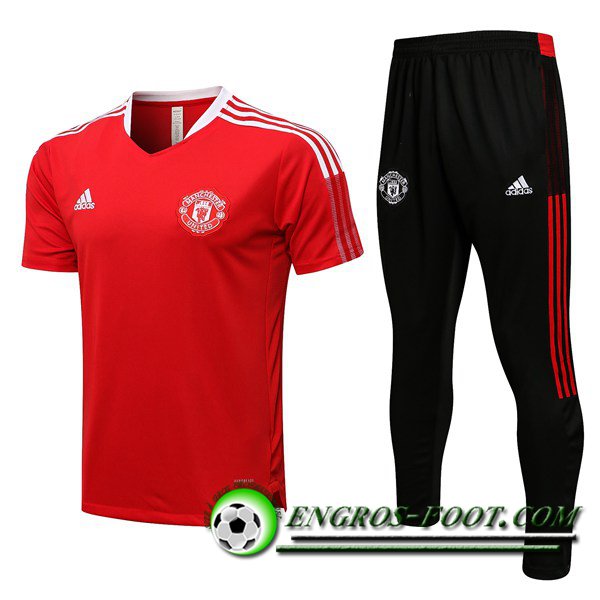 Ensemble Polo Manchester United + Pantalon Rouge/Blanc 2021/2022 -02