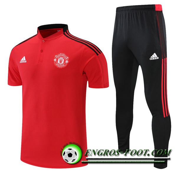 Ensemble Polo Manchester United + Pantalon Noir/Rouge 2021/2022