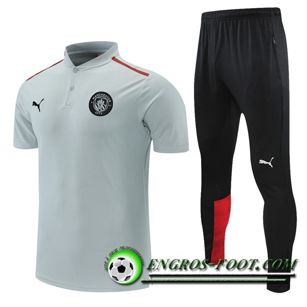 Ensemble Polo Manchester City + Pantalon Gris/Rouge 2021/2022