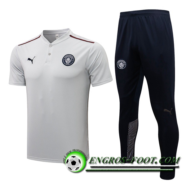 Ensemble Polo Manchester City + Pantalon Gris/Noir 2021/2022