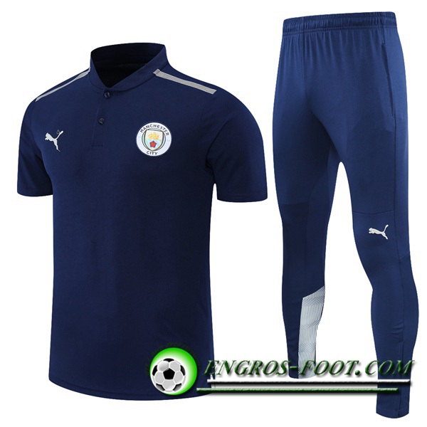 Ensemble Polo Manchester City + Pantalon Gris/Bleu Marin 2021/2022