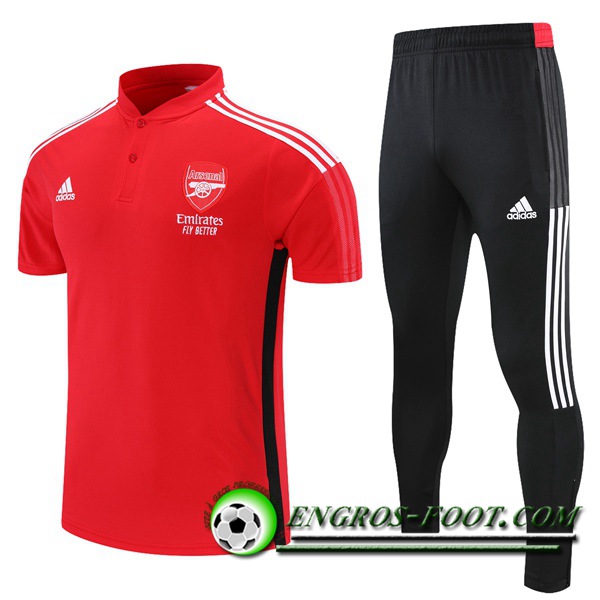 Ensemble Polo FC Arsenal + Pantalon Noir/Blanc/Rouge 2021/2022