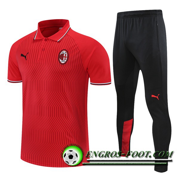 Ensemble Polo Milan AC + Pantalon Rouge 2021/2022 -01