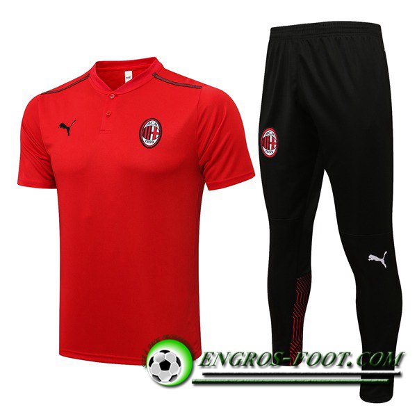 Ensemble Polo Milan AC + Pantalon Rouge/Noir 2021/2022