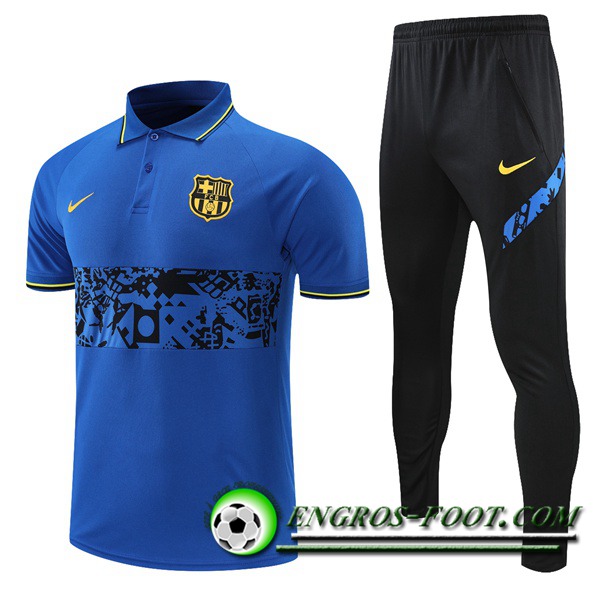 Ensemble Polo FC Barcelone + Pantalon Noir/Bleu 2021/2022 -01