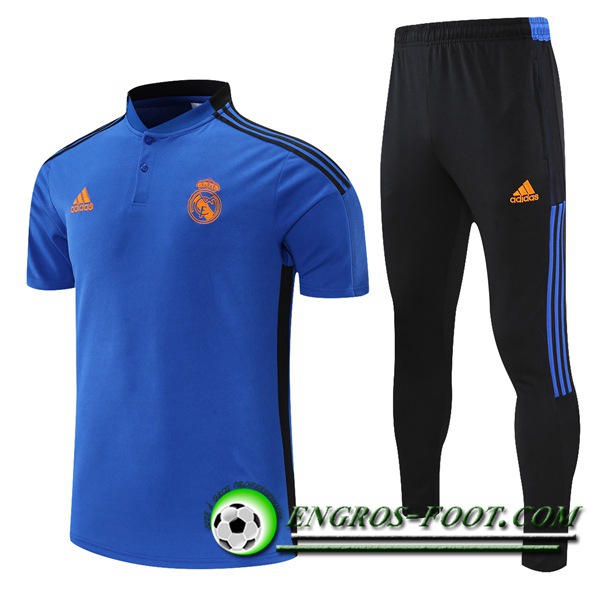 Ensemble Polo Real Madrid + Pantalon Noir/Bleu 2021/2022 -01