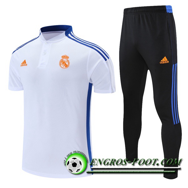 Ensemble Polo Real Madrid + Pantalon Blanc/Bleu 2021/2022