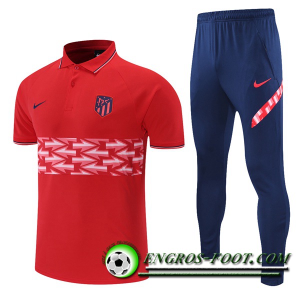 Ensemble Polo Atletico Madrid + Pantalon Blanc/Rouge 2021/2022