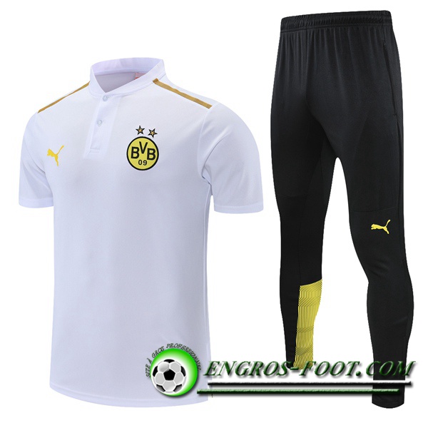 Ensemble Polo Dortmund BVB + Pantalon Blanc/Jaune 2021/2022