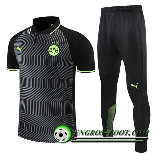 Ensemble Polo Dortmund BVB + Pantalon Gris/Noir 2021/2022