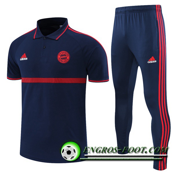 Ensemble Polo Bayern Munich + Pantalon Bleu Marin/Rouge 2021/2022