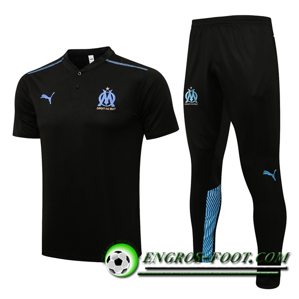 Ensemble Polo Marseille OM + Pantalon Noir/Bleu 2021/2022 -01