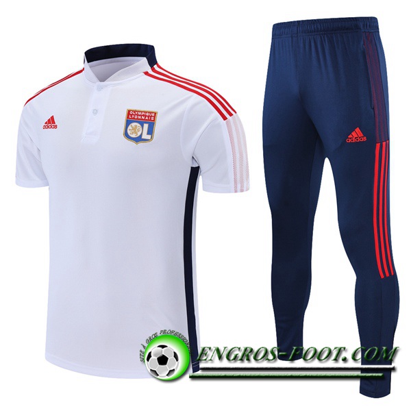 Ensemble Polo Lyon OL + Pantalon Blanc/Bleu Marin 2021/2022