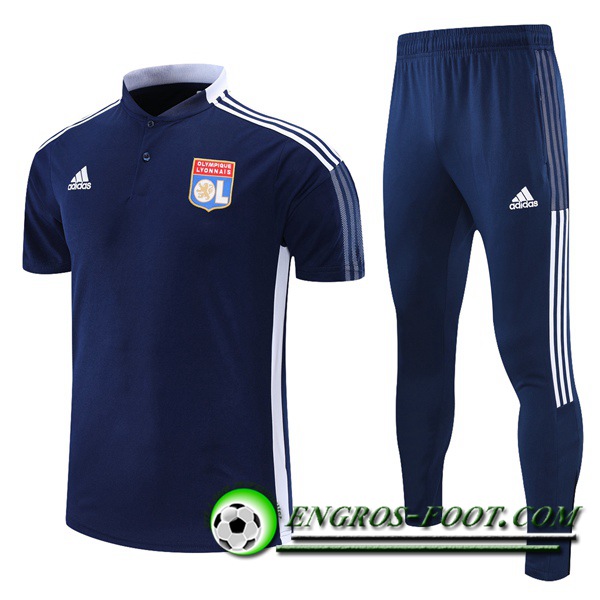 Ensemble Polo Lyon OL + Pantalon Bleu Marin/Blanc 2021/2022