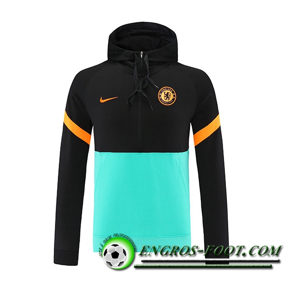 Sweatshirt Training Capuche FC Chelsea Bleu/Vert 2021/2022