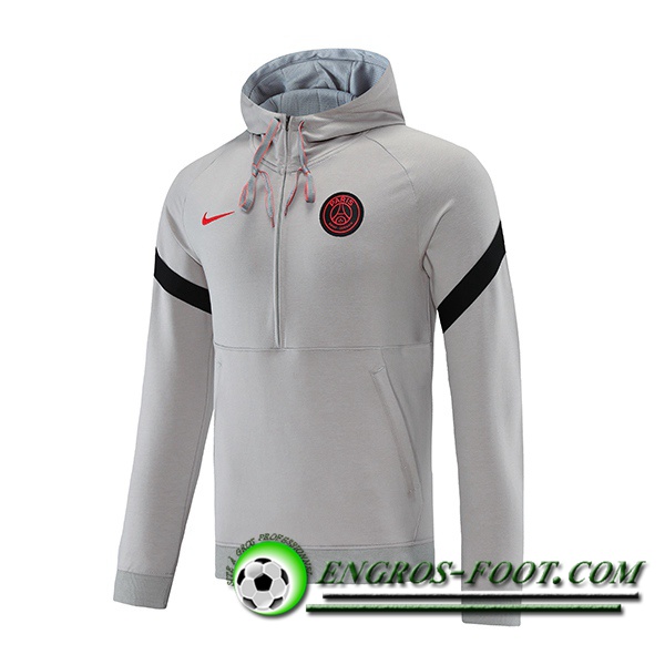 Sweatshirt Training Capuche Jordan PSG Noir/Gris 2021/2022