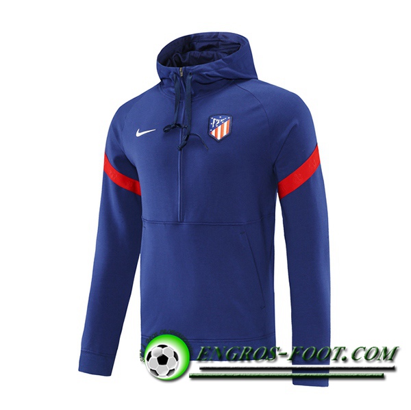 Sweatshirt Training Capuche Atletico Madrid Bleu/Rouge 2021/2022