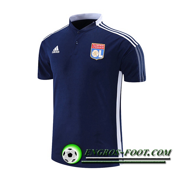 Polo Foot Lyon OL Bleu Marin/Blanc 2021/2022