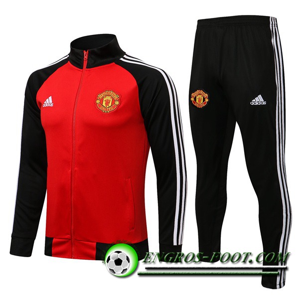 Ensemble Survetement de Foot - Veste Manchester United Rouge/Noir 2021/2022