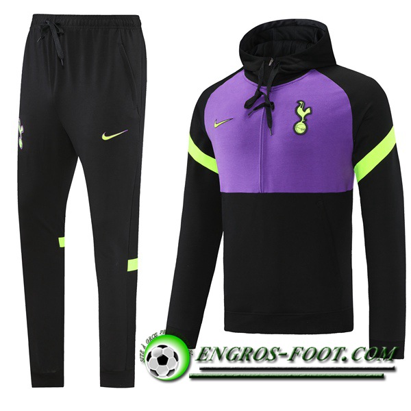 Ensemble Veste A Capuche Survetement Foot Tottenham Hotspur Noir/Violet 2021/2022