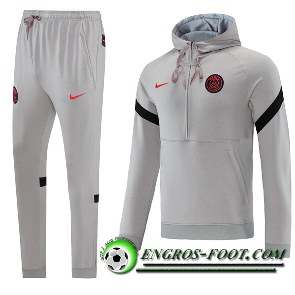 Ensemble Veste A Capuche Survetement Foot Jordan PSG Noir/Gris 2021/2022