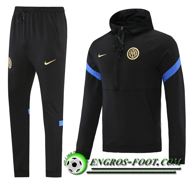 Ensemble Veste A Capuche Survetement Foot Inter Milan Noir/Bleu 2021/2022