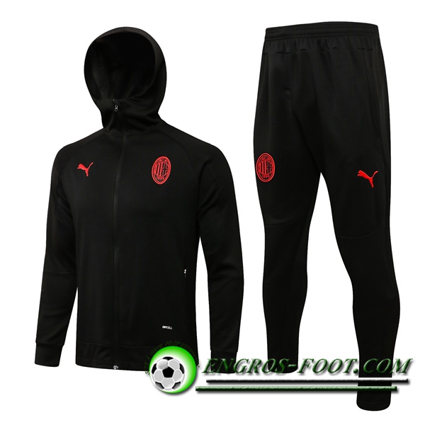 Ensemble Veste A Capuche Survetement - Veste AC Milan Noir 2021/2022