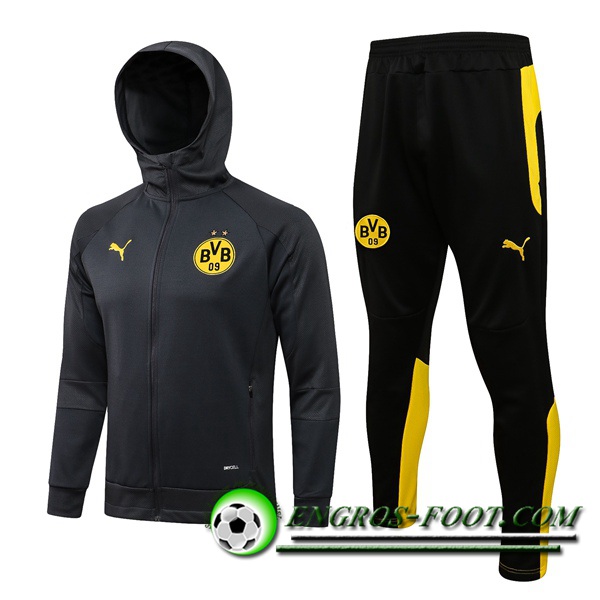 Ensemble Veste A Capuche Survetement - Veste Dortmund BVB Gris 2021/2022