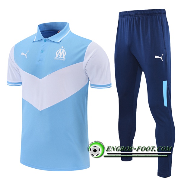 Ensemble Polo Marseille OM + Pantalon Blanc/Bleu 2021/2022