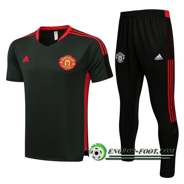 Ensemble Polo Manchester United + Pantalon Noir/Rouge 2021/2022