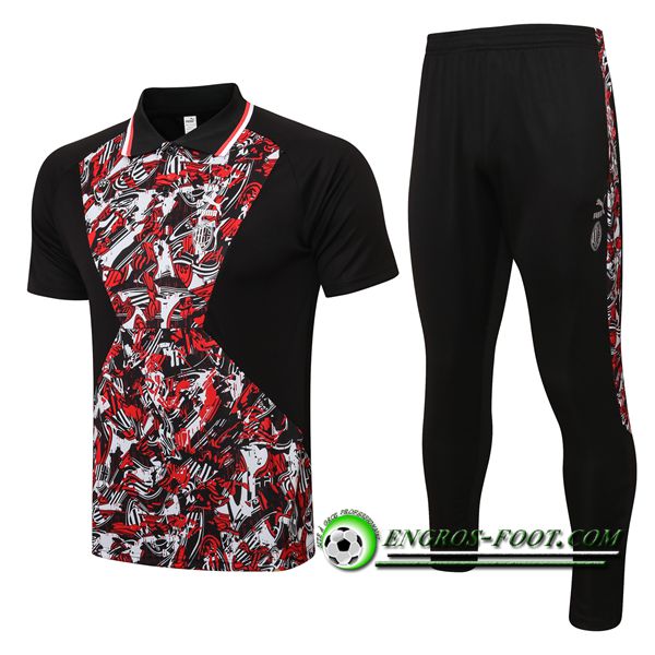 Ensemble Polo Milan AC + Pantalon Noir/Rouge 2021/2022