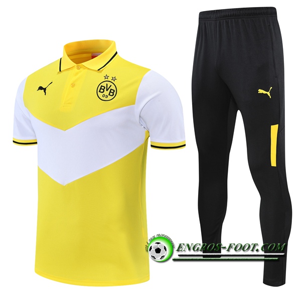 Ensemble Polo Dortmund BVB + Pantalon Blanc/Jaune 2021/2022