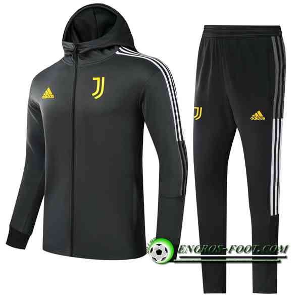 Ensemble Veste A Capuche Survetement Juventus Enfant Noir 2021/2022